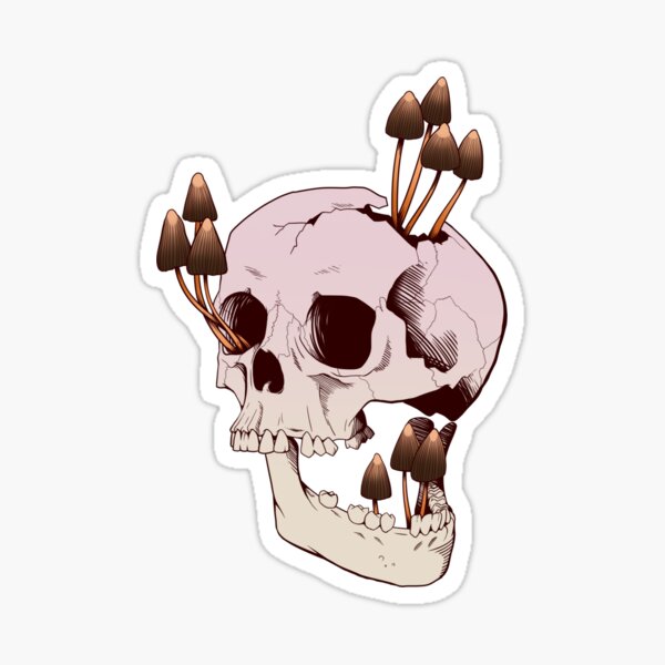 Skull and Shrooms Sticker