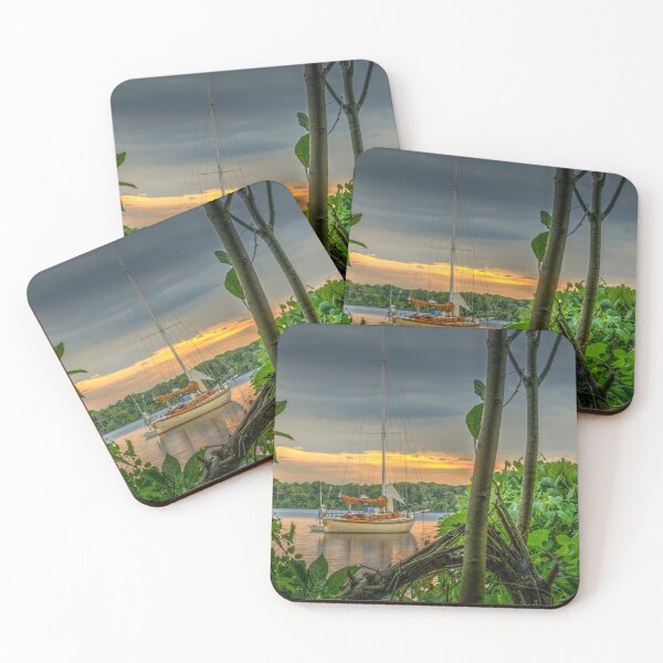 Item preview, Sailboat anchored out for the sunset on the river designed and sold by Steven Kight.