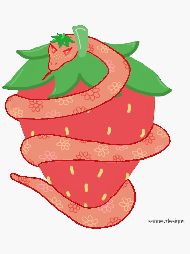 "Strawberry Snake" Sticker for Sale by sannevdesigns Redbubble