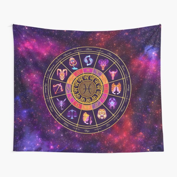 Pisces Zodiac Lightburst - Circle Tapestry