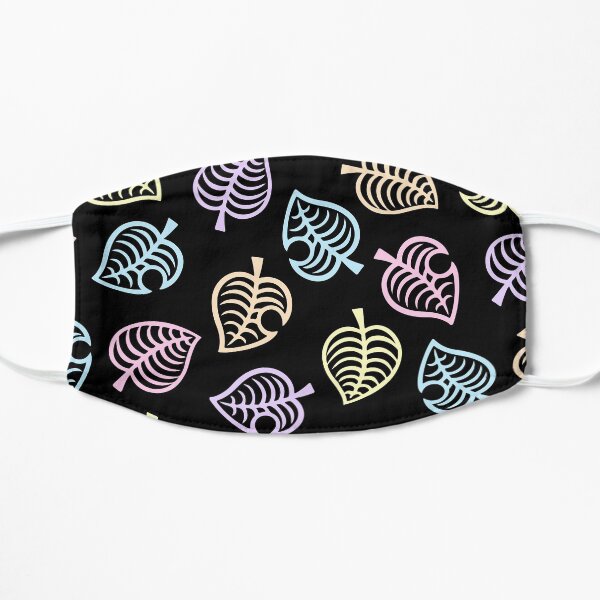 Nook Rainbow Pastel Leaf Pattern Black - Animal Crossing New Horizons Mask