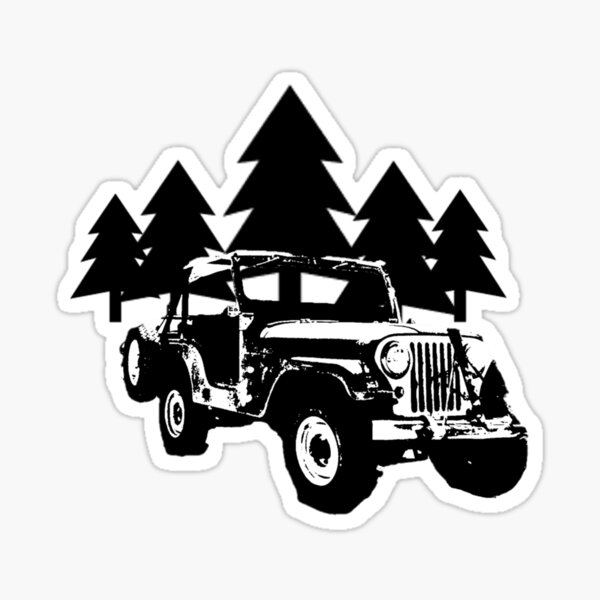 Jeep and Trees Sticker