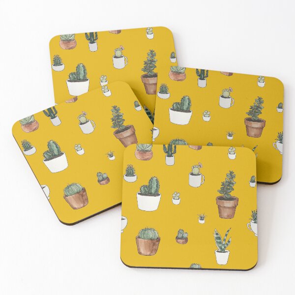 Item preview, Succulents and Cacti on Mustard designed and sold by Melody-Rain-Art.