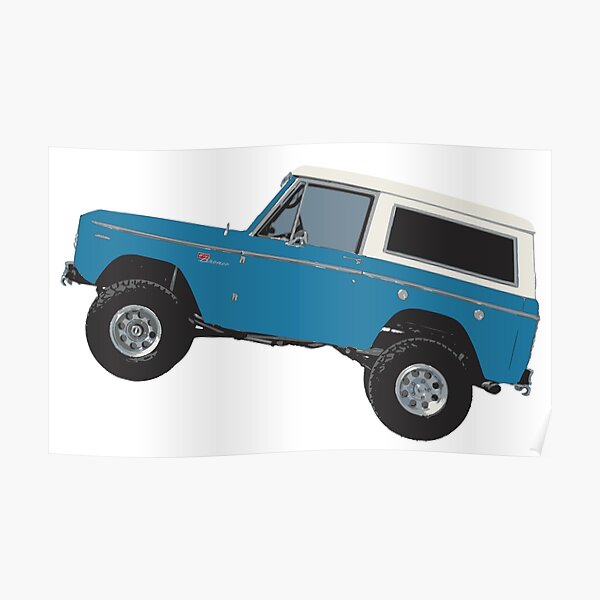 Blue 1969 Classic Ford Bronco Poster
