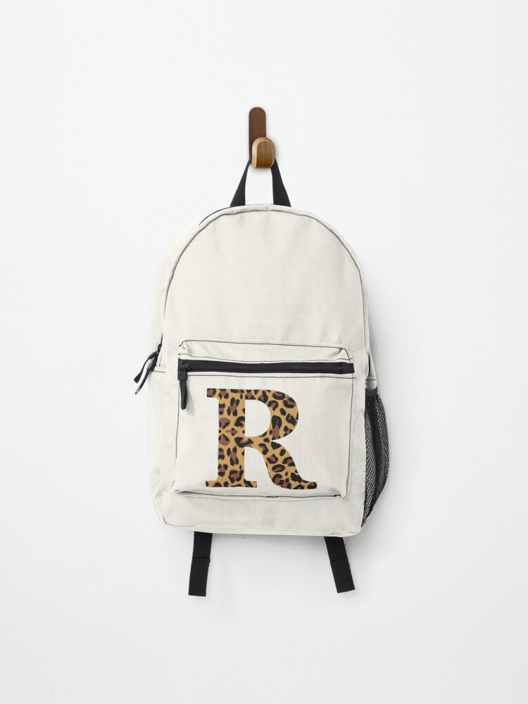 Thumbnail 1 of 3, Backpack, Leopard Print Letter R designed and sold by MadeByMeera.
