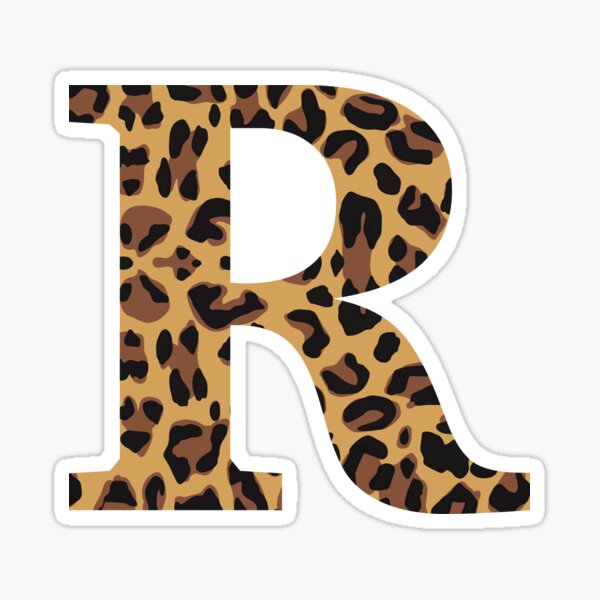 leopard print letter r sticker by madebymeera redbubble