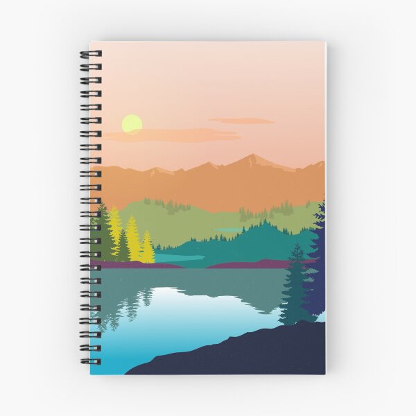 Item preview, Colorful mountains landscape with lakes trees forest and sunset designed and sold by mashmosh.