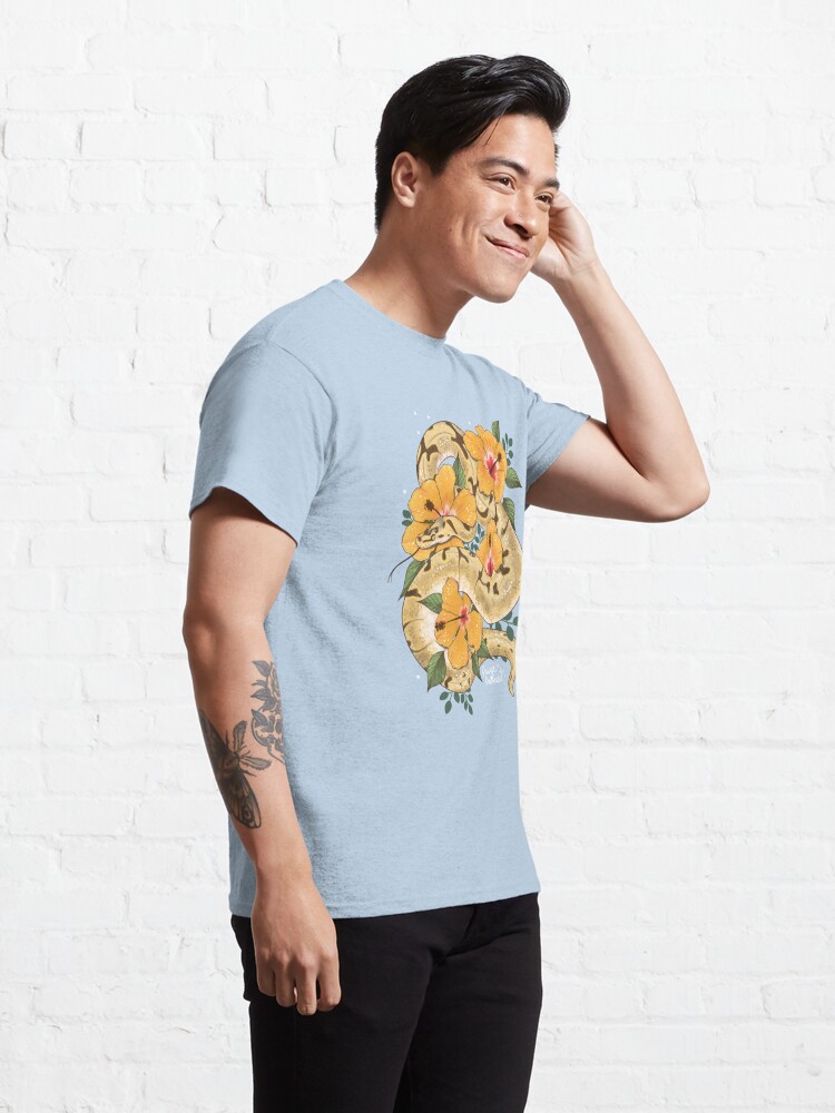 Discover Ball Python and Hibiscus Flowers T-Shirt