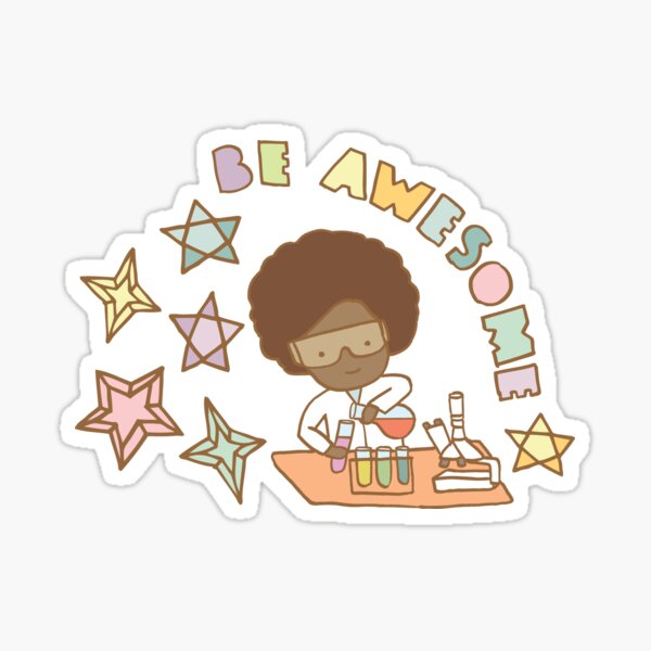 Be Awesome Girls Scientist Sticker
