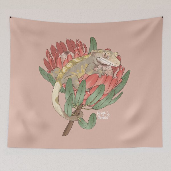 Item preview, Crested Gecko with Protea Flower designed and sold by Paige Penrose.