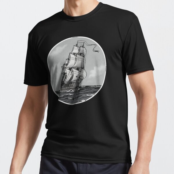 Navire à voile La Licorne en noir et blanc T-shirt respirant