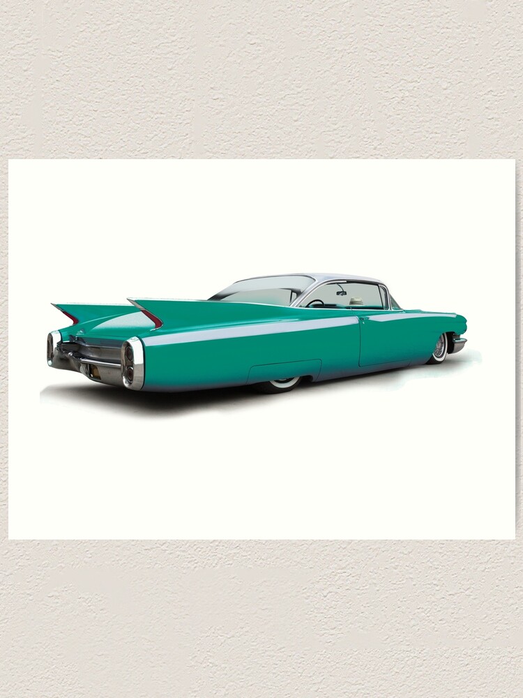 Seafoam Green 1960 Cadillac Art Print By Lensesandwheels Redbubble