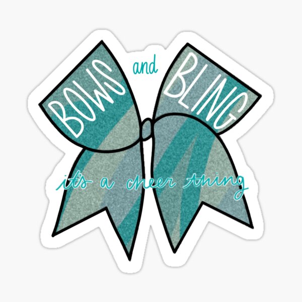Blue Teal Bows and Bling Aesthetic Glitter Cher Hair Bow Sticker