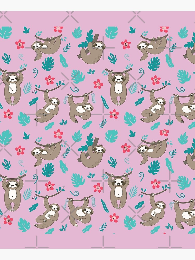 Cute Sloth Pattern - Pink by happyhourvibe