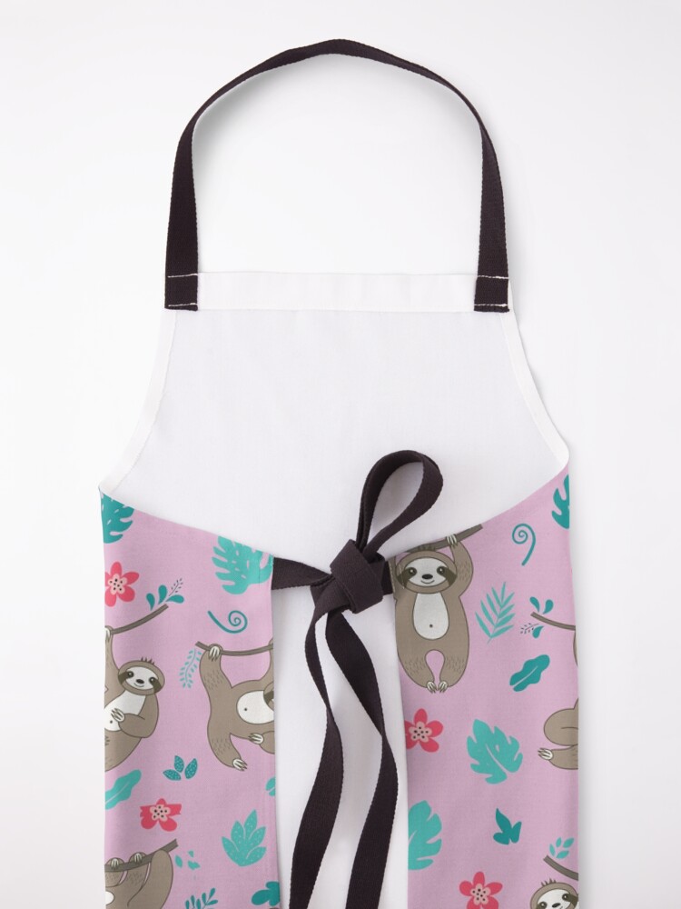 Alternate view of Cute Sloth Pattern - Pink Apron