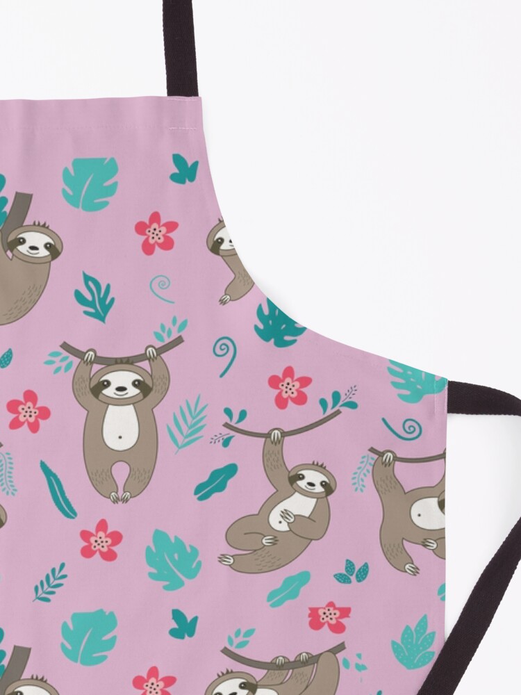 Alternate view of Cute Sloth Pattern - Pink Apron
