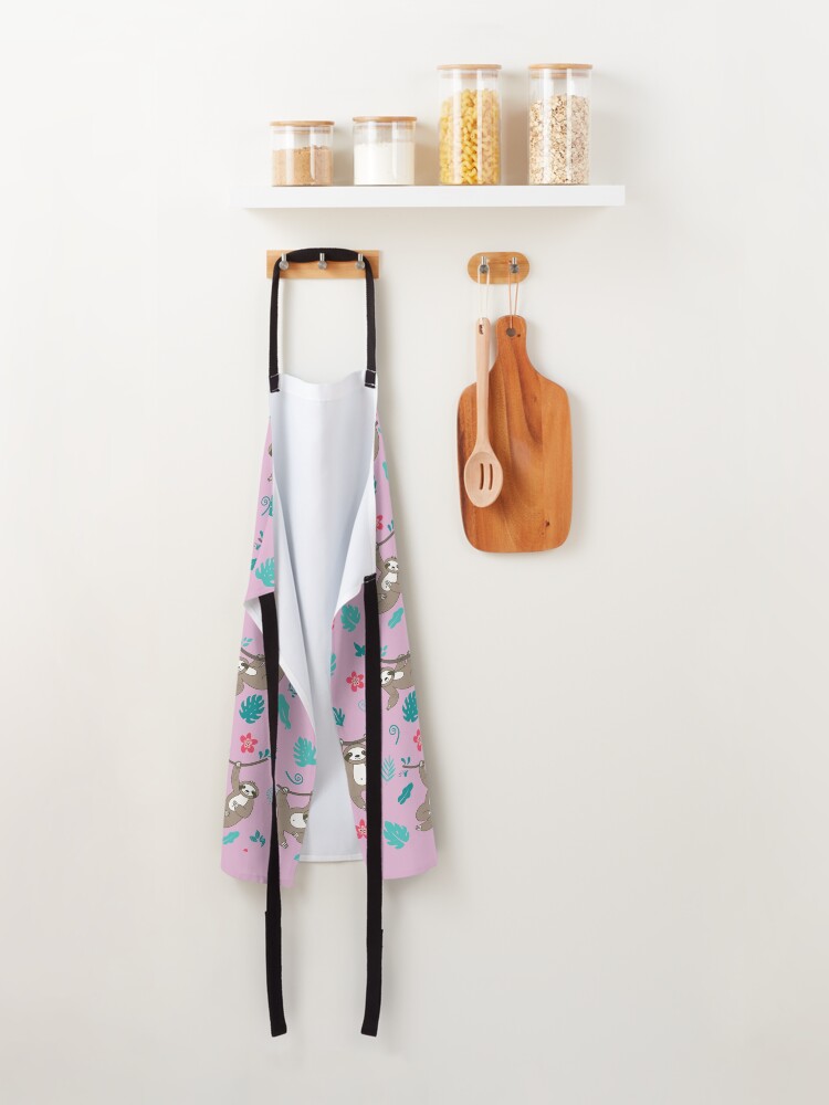 Alternate view of Cute Sloth Pattern - Pink Apron