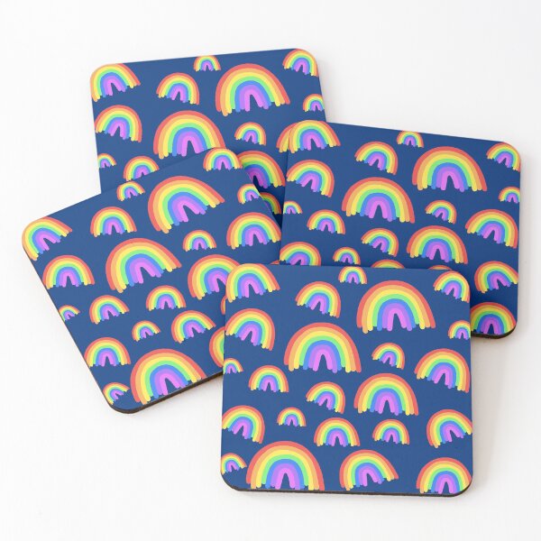 Item preview, rainbow doodles all over blue background designed and sold by Ella's  Doodles And Designs.