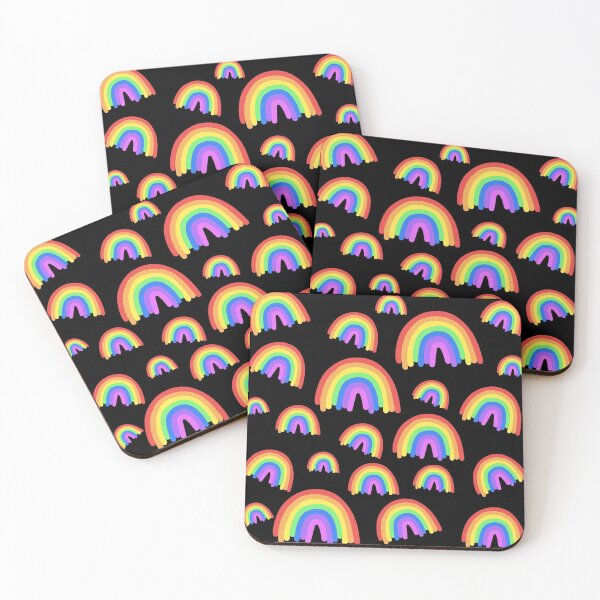 Item preview, rainbow doodles all over black background designed and sold by Ella's  Doodles And Designs.
