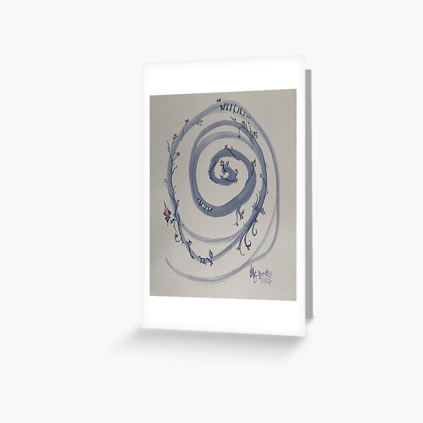 Blue Spirit Flower Water Colour Painting Greeting Card