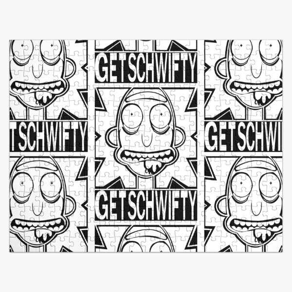 Get Schwifty Bold Black and White Jigsaw Puzzle