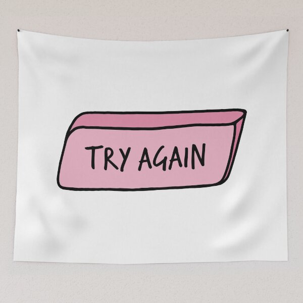 Item preview, Try Again Motivational Pink Eraser designed and sold by murialbezanson.
