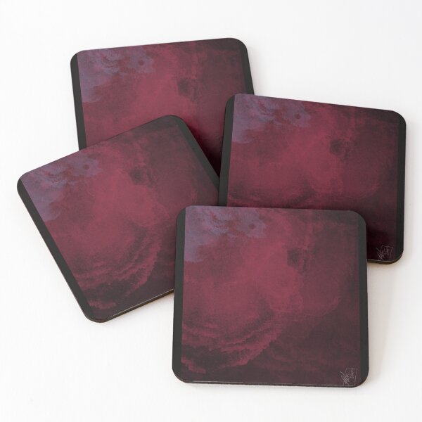 Wine Red Marble Watercolor Coasters (Set of 4)