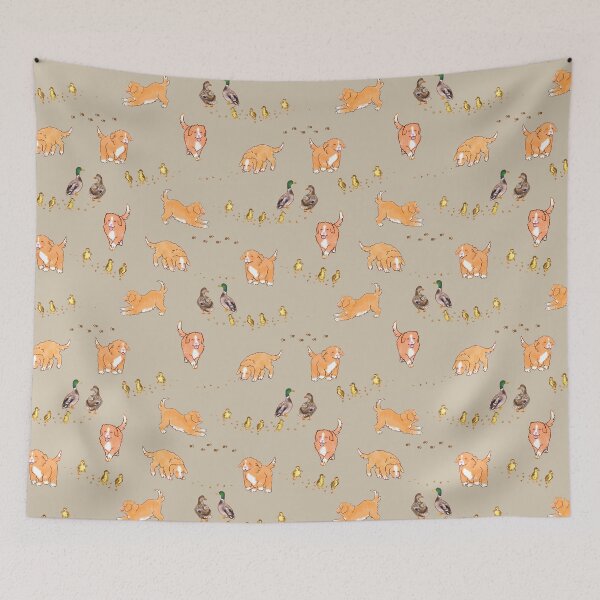 Item preview, Toller Puppies and Ducklings - Taupe designed and sold by BlossomCreative.