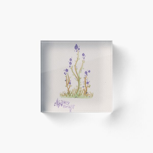 Bright Purple Spirit Flowers Water Colour Painting Acrylic Block