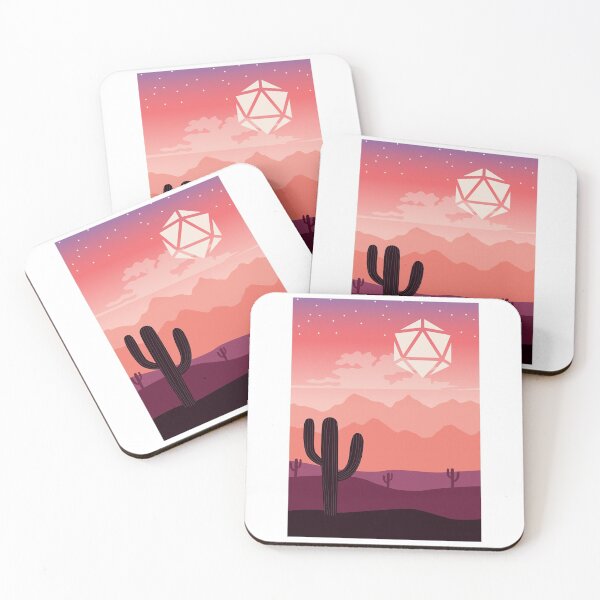 Item preview, Desert Starry Night D20 Dice Full Moon RPG Landscape designed and sold by pixeptional.