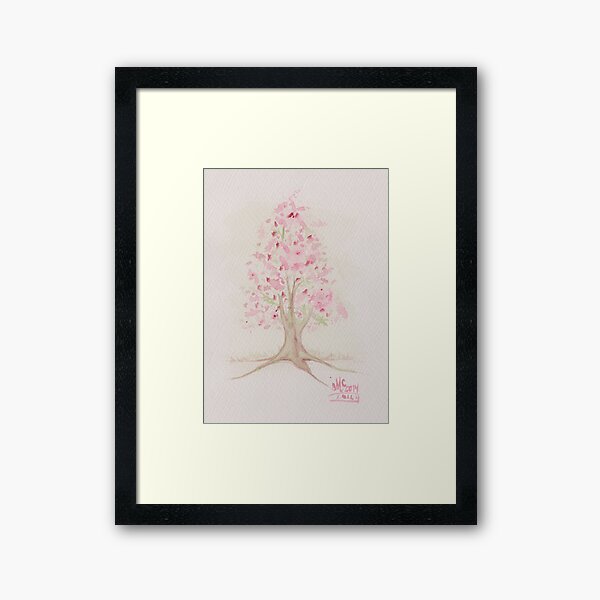 Pink Lolly Tree Water Colour Painting Framed Art Print