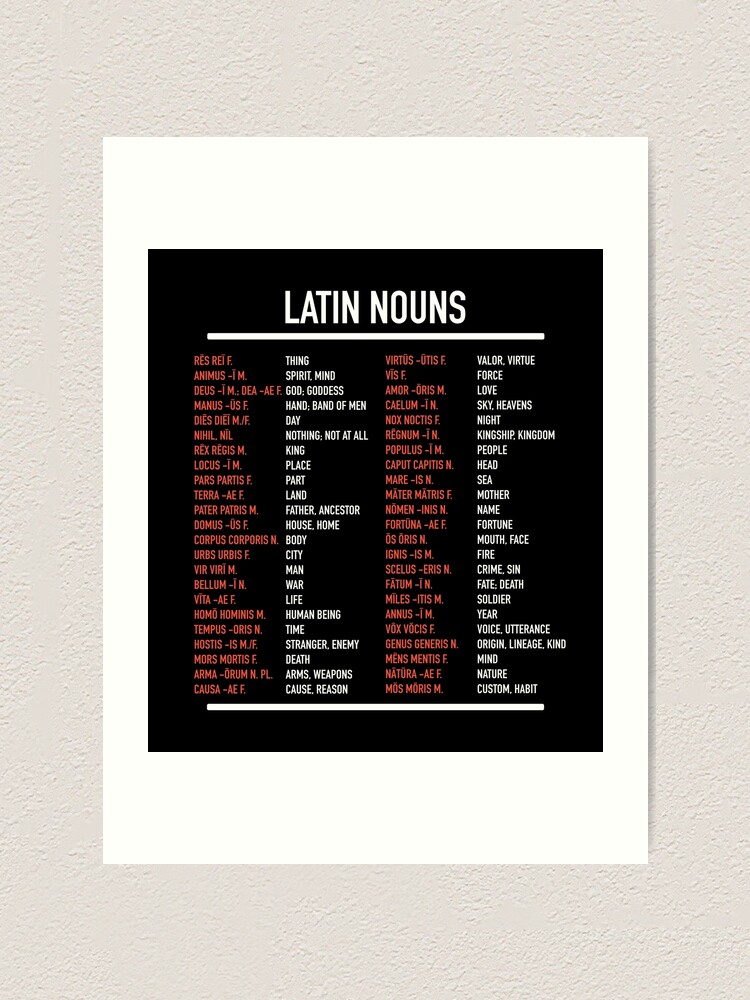 Latin - Top 46 Most Frequent Words" Art Print by | Redbubble