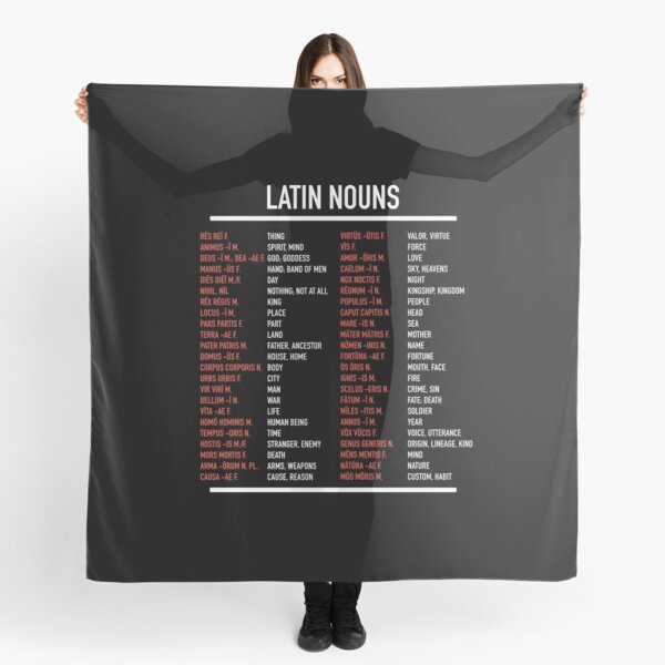 "Latin Nouns Top 46 Most Frequent Latin Words" Scarf for Sale by