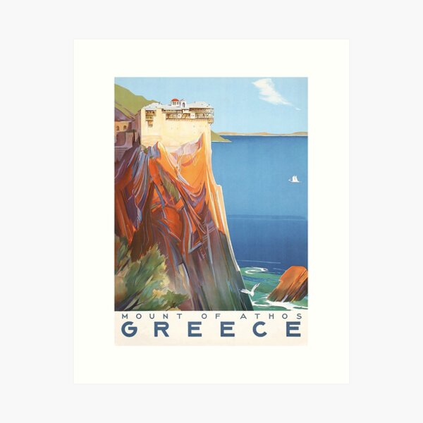 Item preview, Greece Vintage Travel Poster designed and sold by vintagevivian.