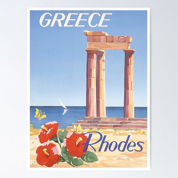 Item preview, Greece Vintage Travel Poster designed and sold by vintagevivian.