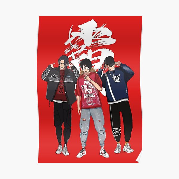 One Piece Luffy Sabo Ace Style Poster By Neidone Redbubble