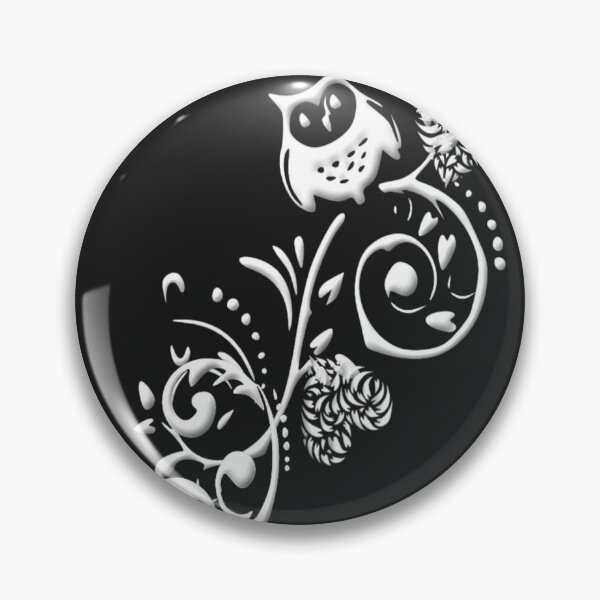 Item preview, Owl on a Branch Pattern (White on Black)  designed and sold by aldona.