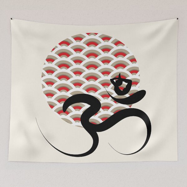Item preview, Scallop Pattern Sun, Yoga and Black Ohm Calligraphy designed and sold by fatfatin.