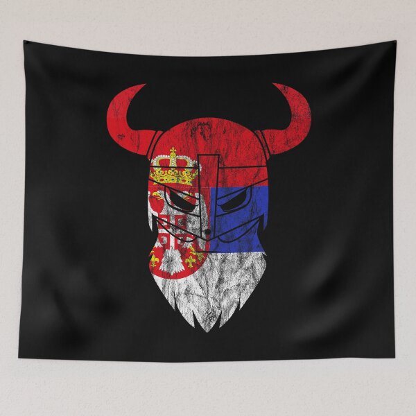 Item preview, Serbia flag viking used look gift idea designed and sold by Argentini.