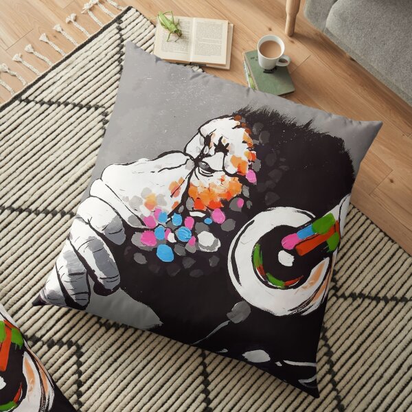 Penseur de singe DJ de Banksy Coussin de sol