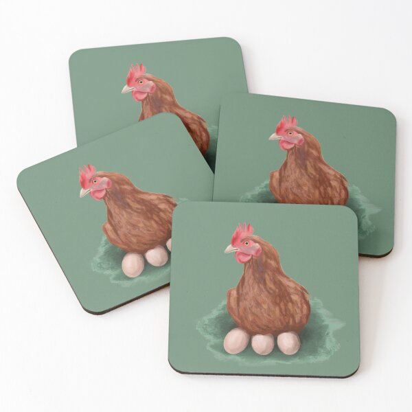 Artikelvorschau, Henne mit Eiern, Huhn, Vogeltierillustration entworfen und verkauft von adelacreative.