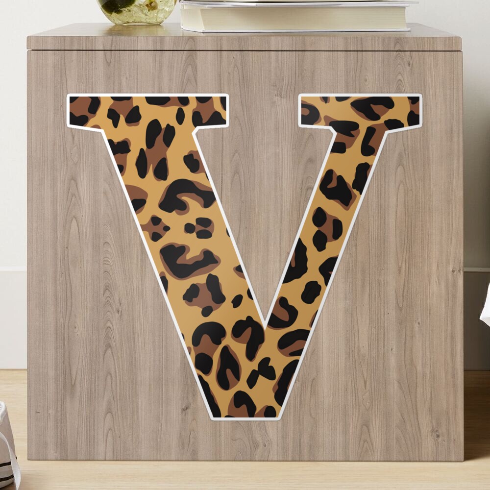 Leopard Print With Letter V Charm Heart Shaped Fuzzy Soft 