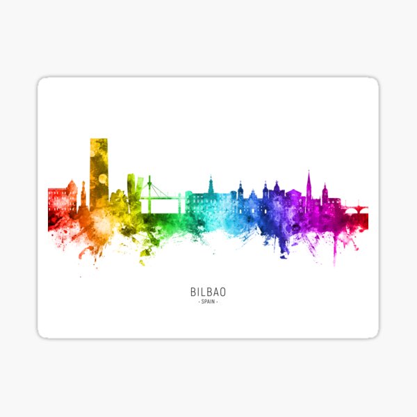 Vista previa del artículo con la obra «Bilbao Spain Skyline», diseñado y vendido por ArtPrints.