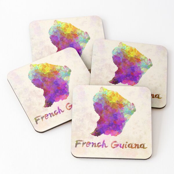 Item preview, French Guiana watercolor map designed and sold by paulrommer.