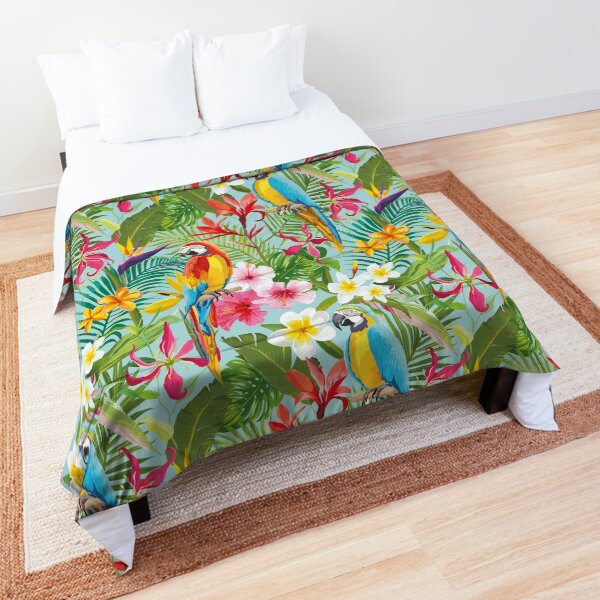 Tropical Jungle Parrots Comforter
