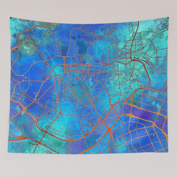 Item preview, Seoul South Korea Street Map Blue Lagoon designed and sold by IvonDesign.