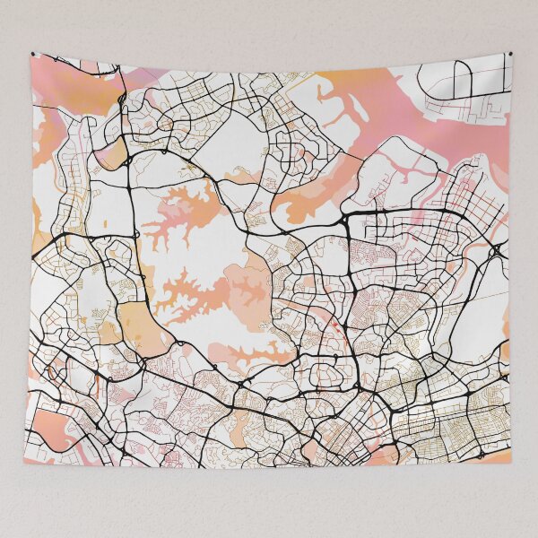 Item preview, Singapore Asia Street Map Color designed and sold by IvonDesign.