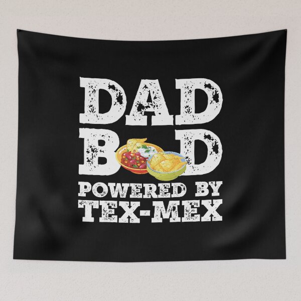 Artikelvorschau, Dad Bod Powered By Tex-Mex Vaterfigur schenkt Idee mit lustiger Grafik für Essensliebhaber entworfen und verkauft von Orange Pieces.