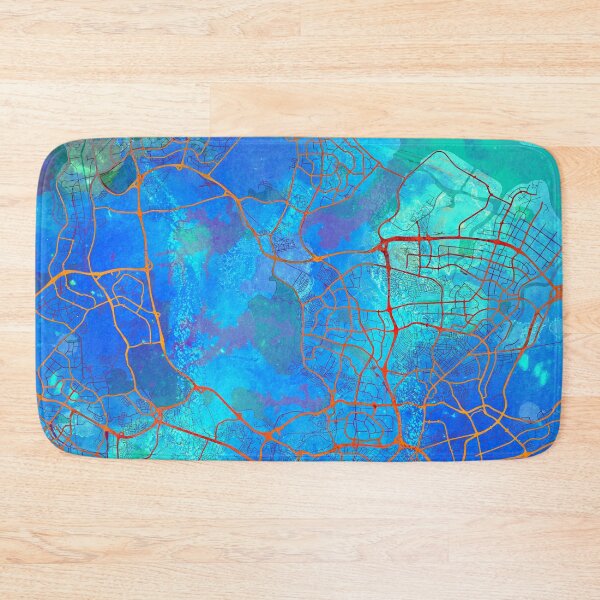 Item preview, Singapore Asia Street Map Blue Lagoon designed and sold by IvonDesign.