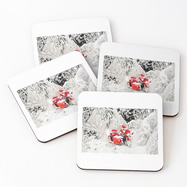 Item preview, Santa Claus riding a motorcycle in a snow forest designed and sold by twixt-two-wheels.